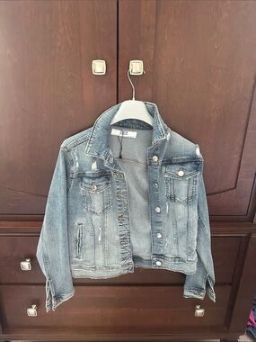 Zara Light Blue Distressed Denim Jacket